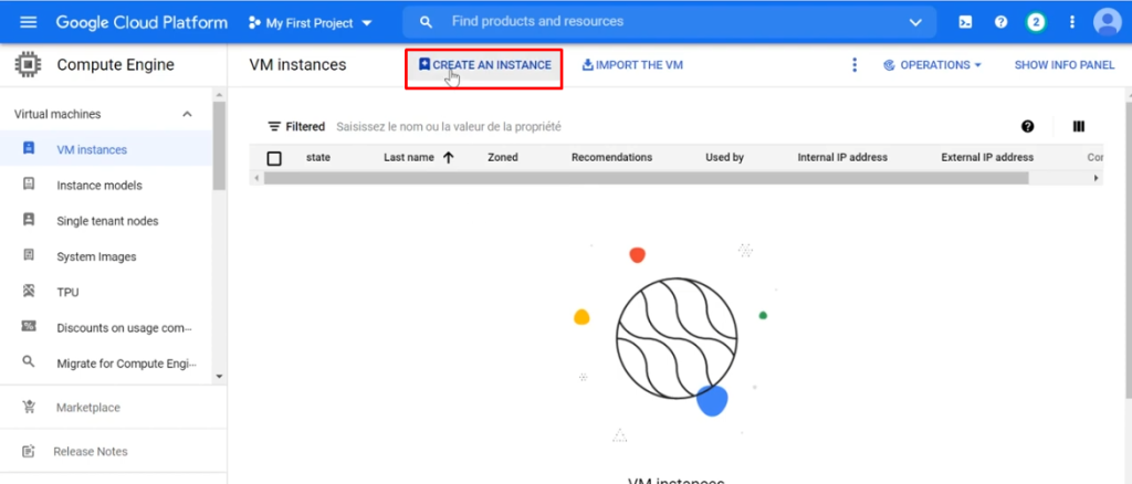 Ấn vào CREATE AN INSTANCE để bắt đầu tạo VPS Windows miễn phí từ Google Cloud