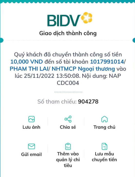 Nạp tiền vào tài khoản VPS Windows tại Clouding thành công.