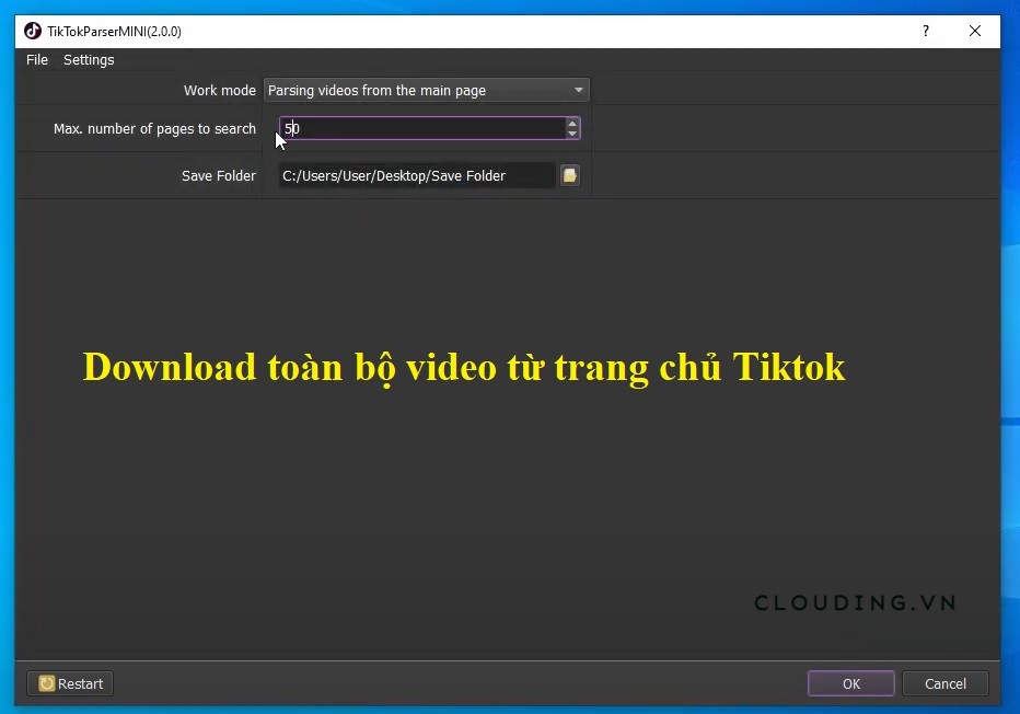 Download toàn bộ video từ trang chủ Tiktok