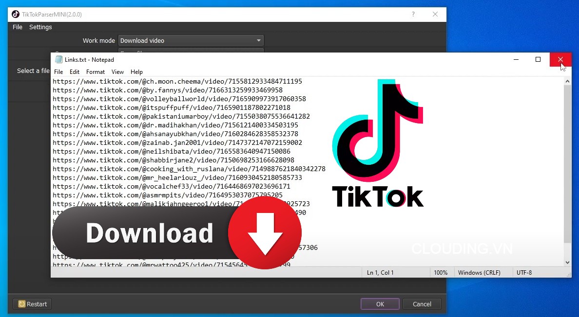 phần mềm Tiktok download hàng loạt video