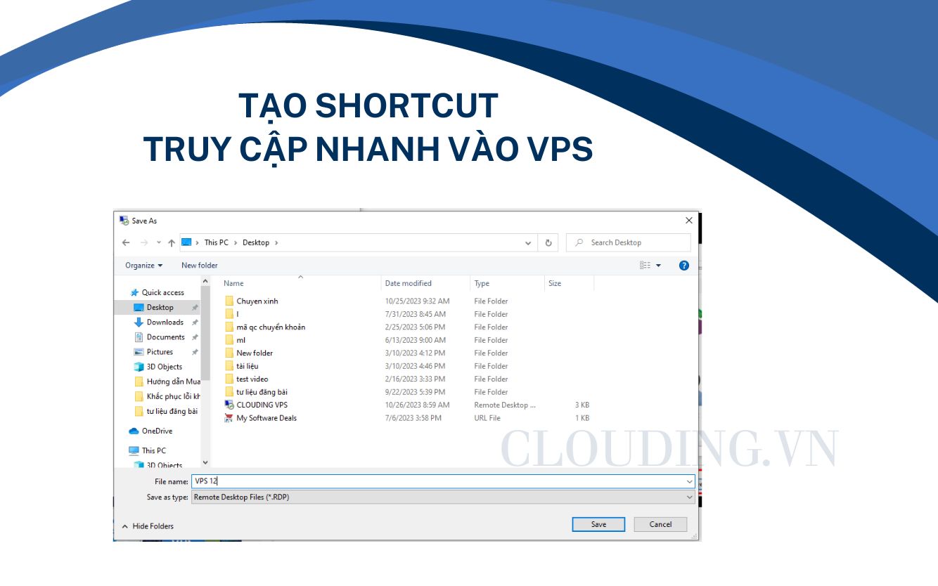 Tạo Shortcut truy cập nhanh vào VPS