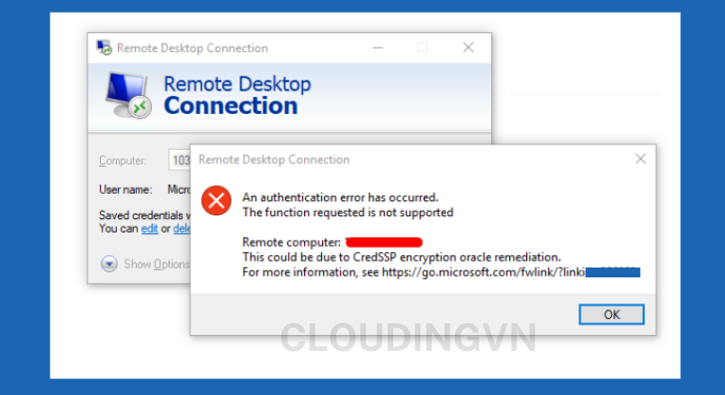 Lỗi CredSSP khi Remote VPS windows