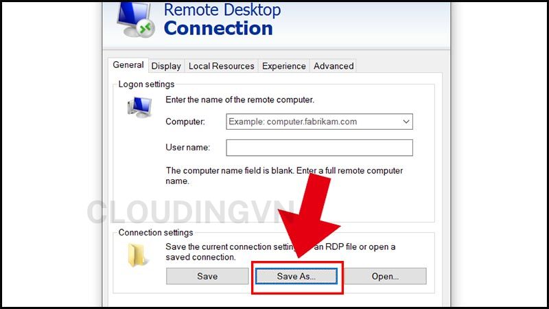 Trong Connections settings, chọn Save As để khắc phục lỗi Không thể kết nối VPS windows