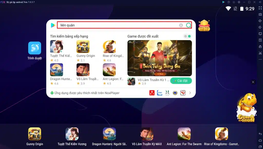 Cài đặt game trên giả lập NoxPlayer