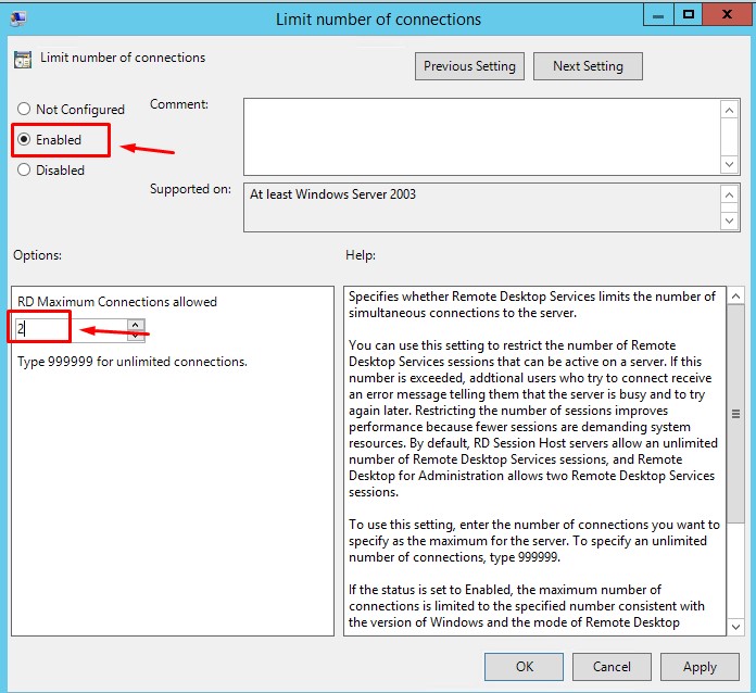 Chọn số lượng người dùng để hoàn thiện cài đặt nhiều người dùng chung một VPS Windows