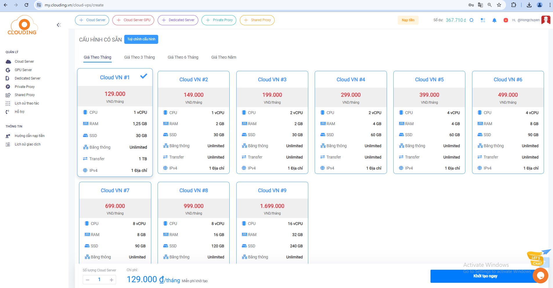 Mua vps windows và proxy tại CLOUDING