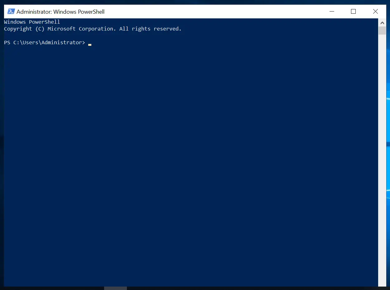 Giao diện PowerShell nhập câu lệnh.