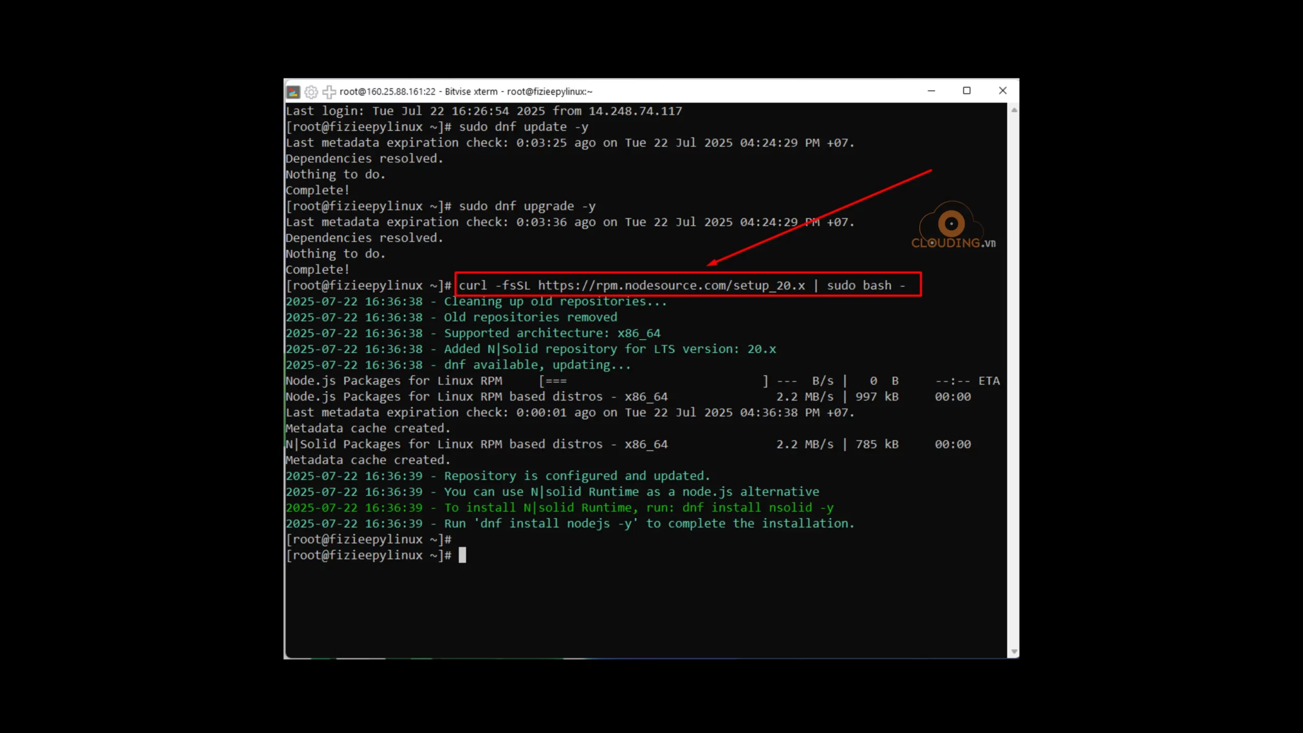 Thêm kho lưu trữ Node.js