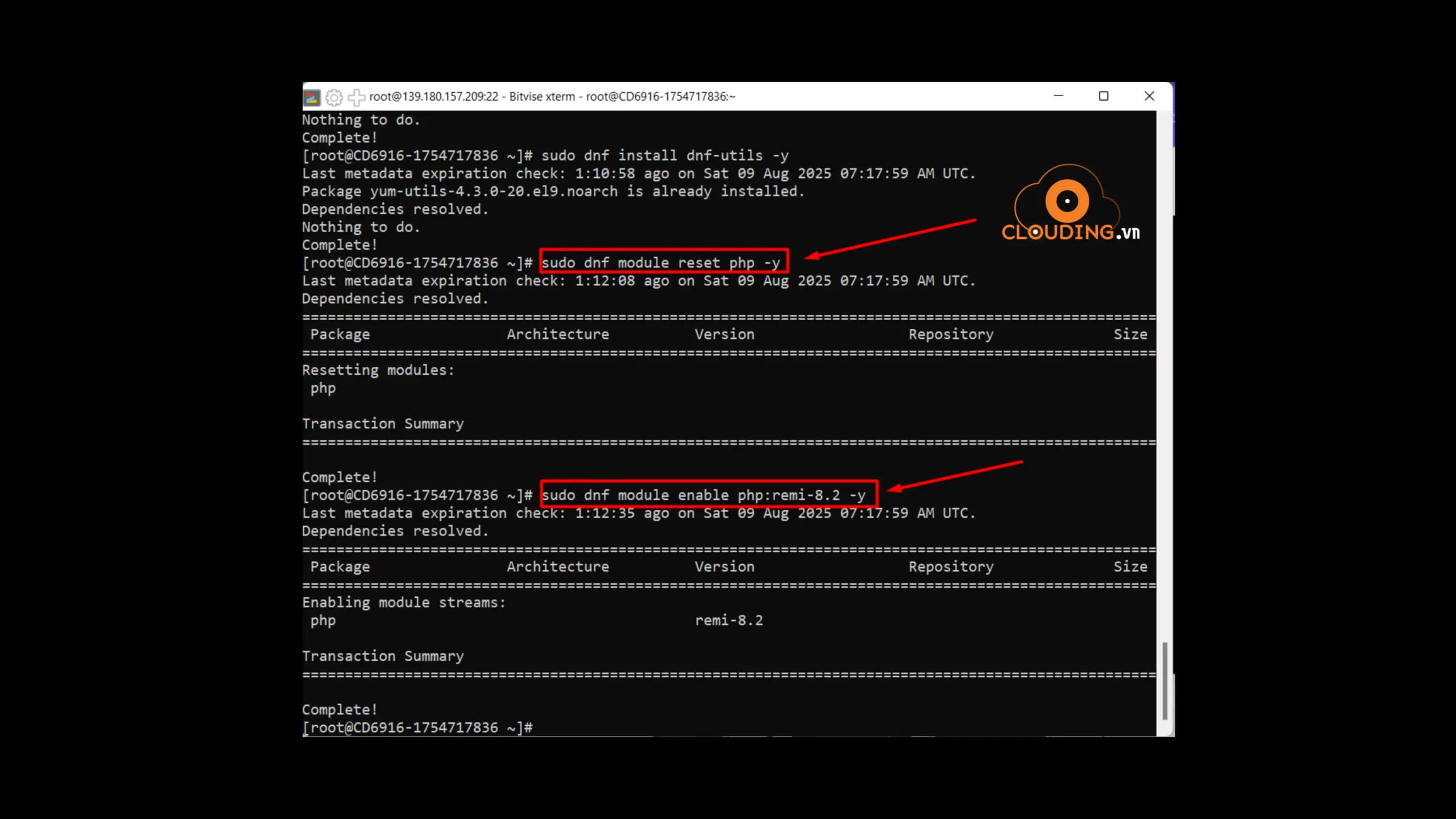 Bật module PHP 8.2