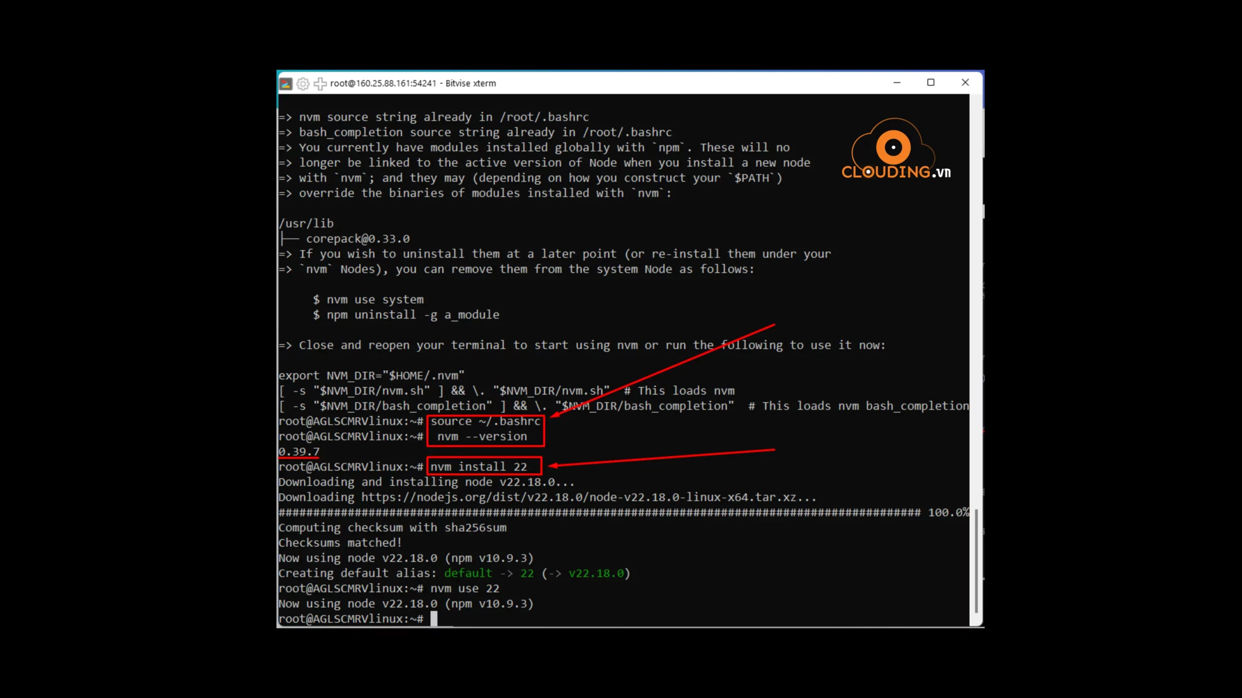 Cài Node.js 22 với NVM