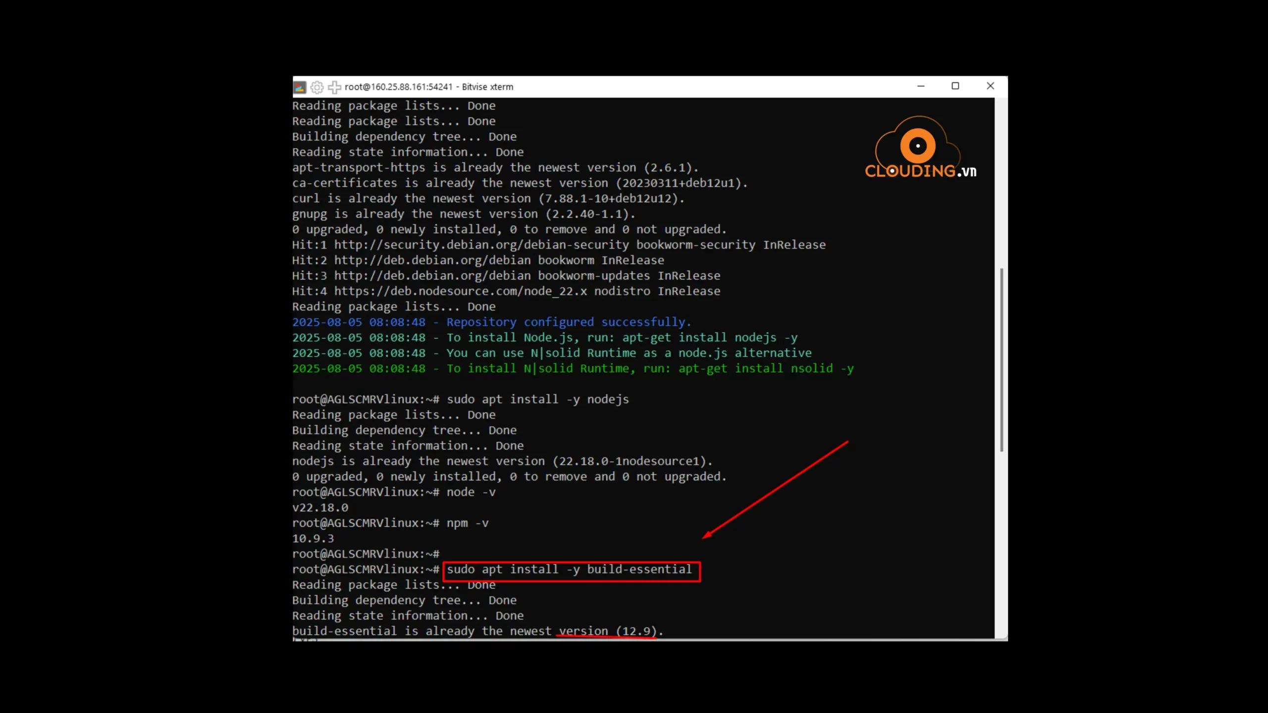 Cài build-essential để biên dịch module