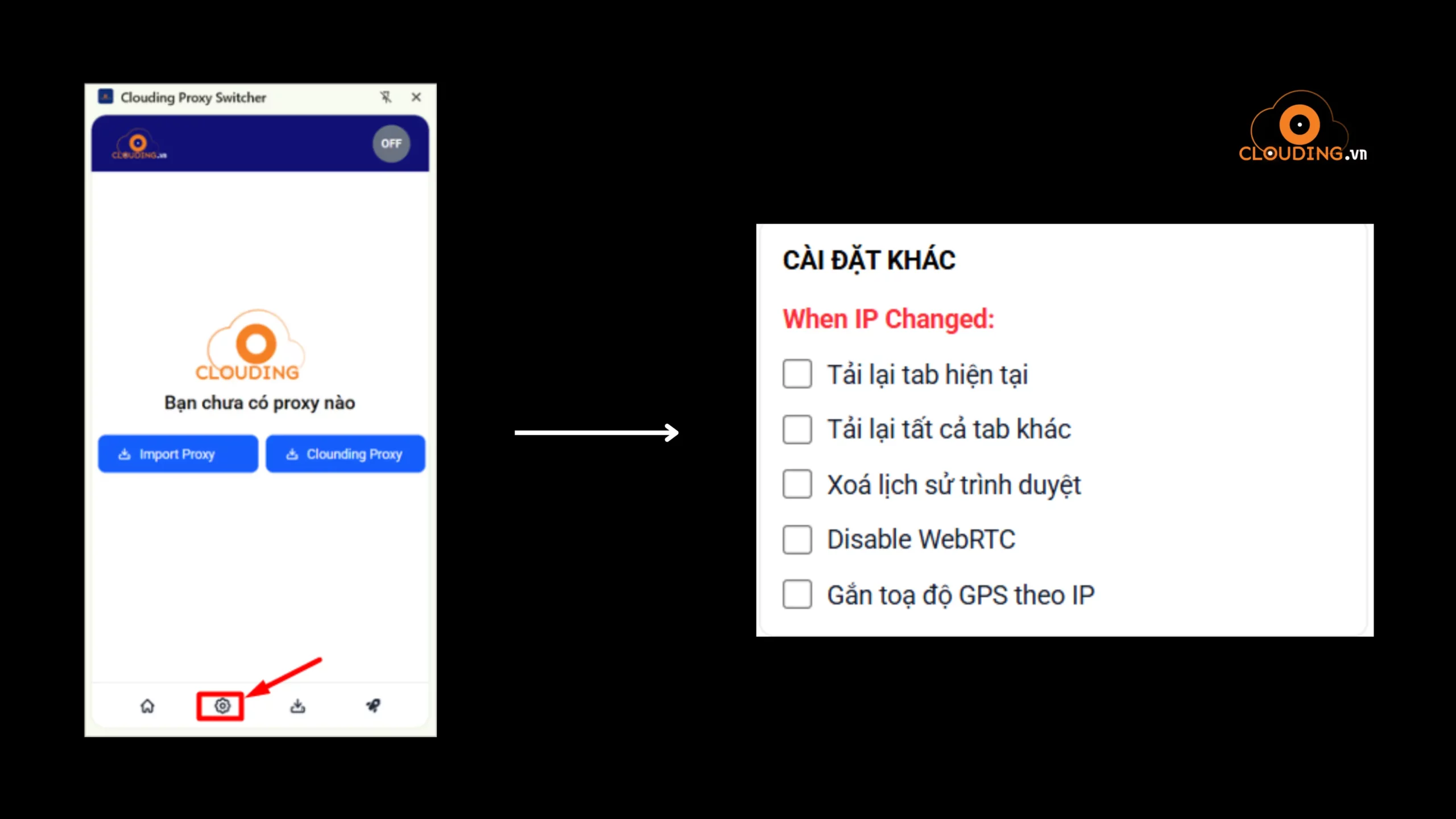 Cài đặt nâng cao khi đổi IP
