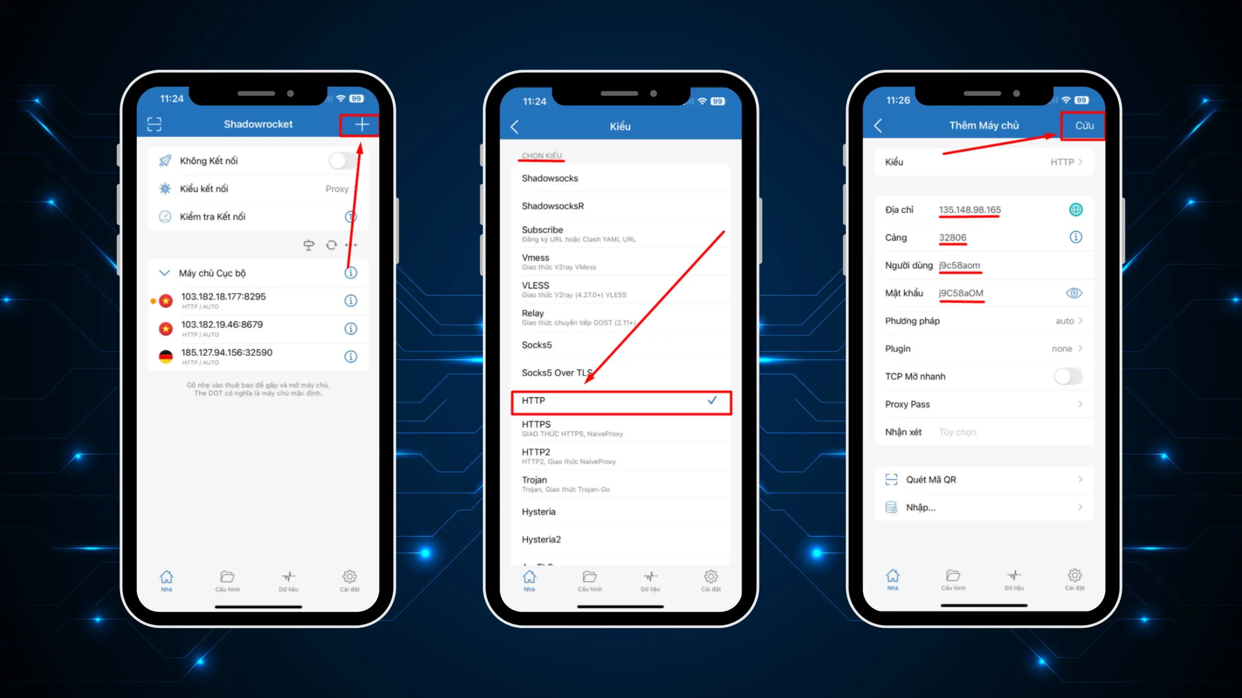 Thêm Proxy vào Shadowrocket