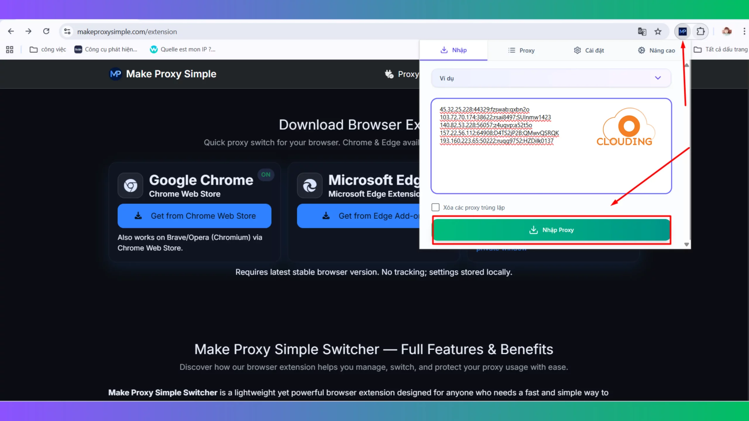 Cấu hình Proxy trong Make Proxy Simple Switcher