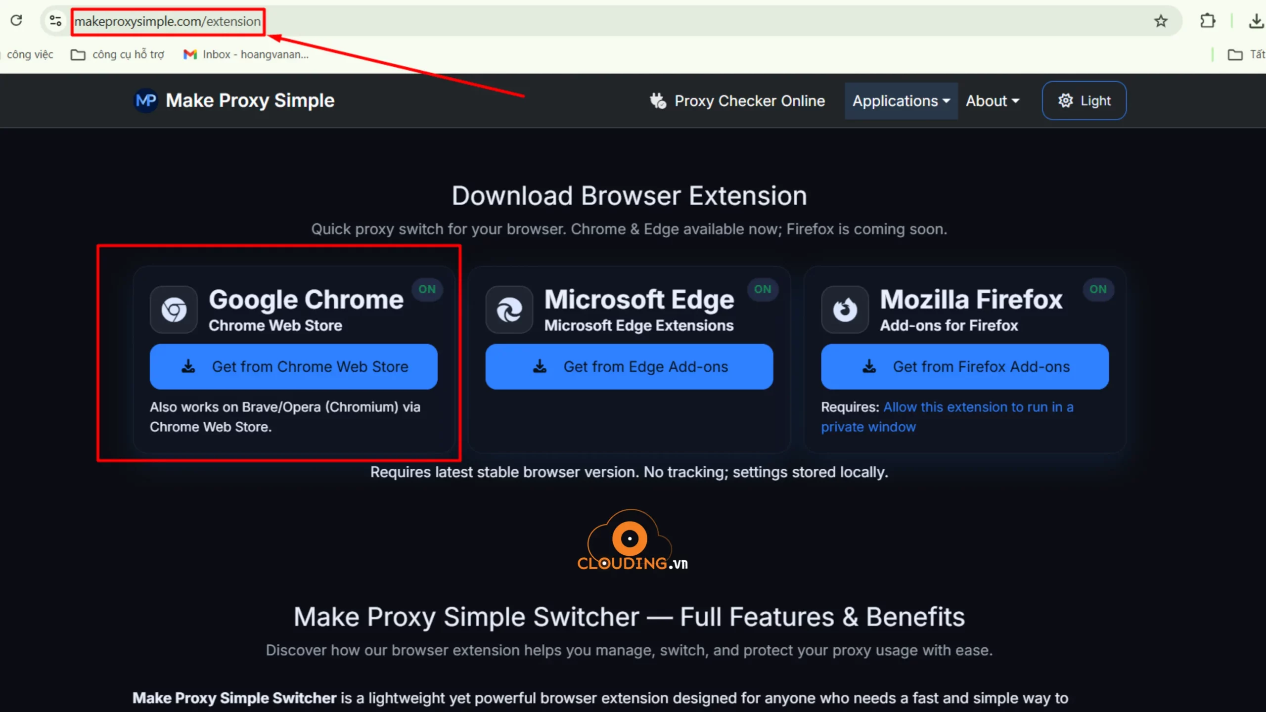 Cài đặt tiện ích
