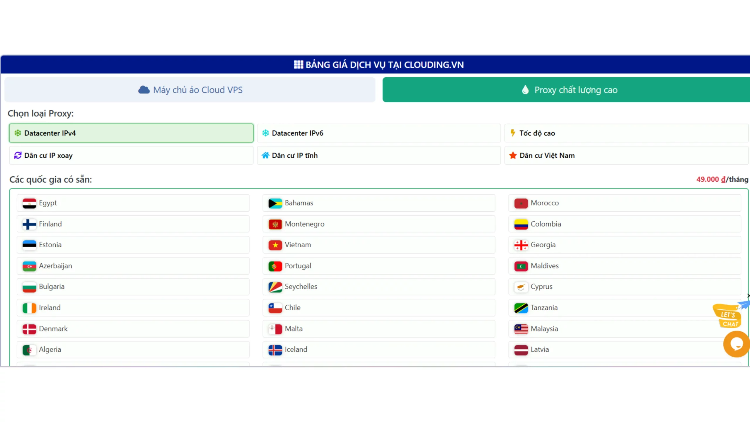 Proxy chính hãng chất lượng cao tại Clouding.vn