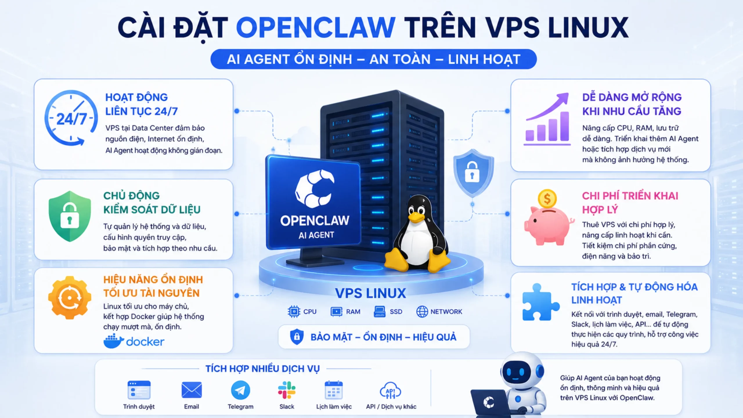 Ưu điểm lớn nhất khi cài đặt OpenClaw trên VPS Linux